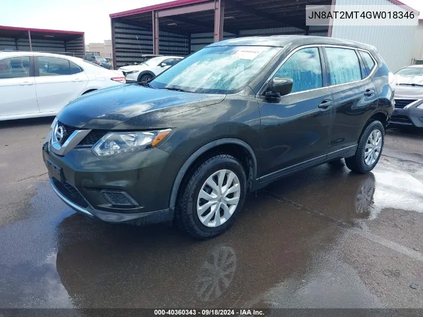 2016 Nissan Rogue S VIN: JN8AT2MT4GW018346 Lot: 40360343