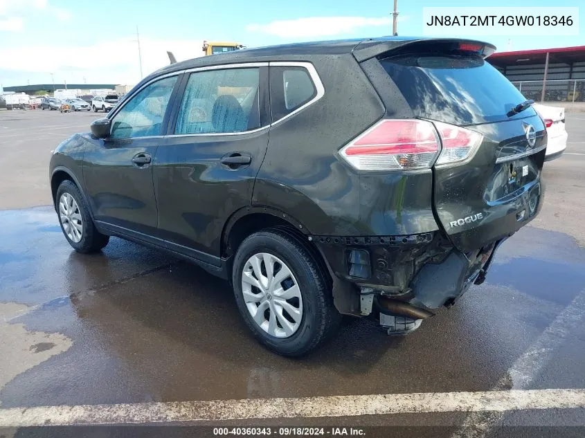 2016 Nissan Rogue S VIN: JN8AT2MT4GW018346 Lot: 40360343