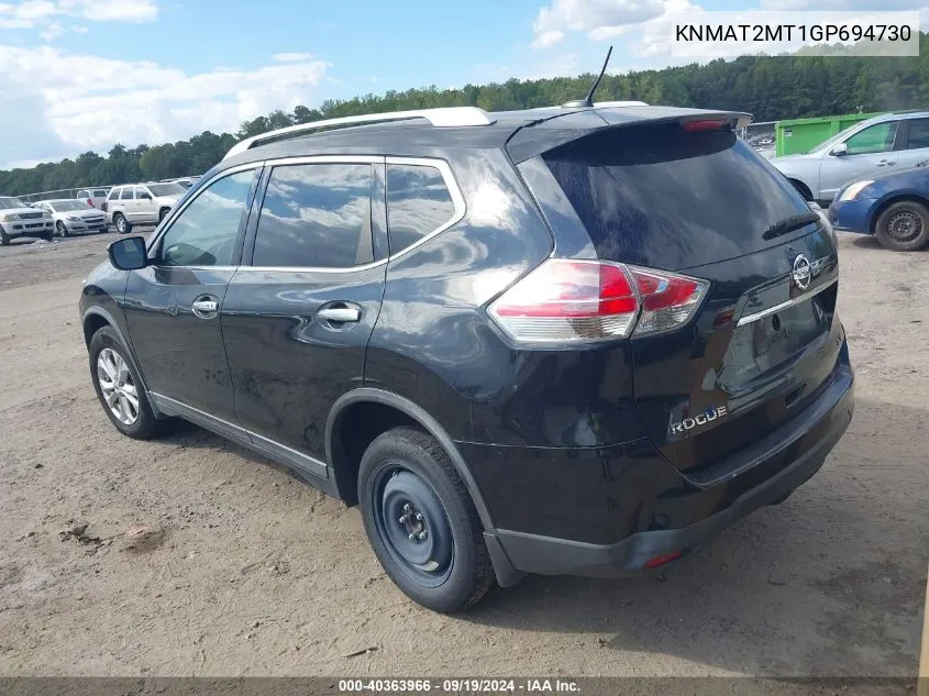 2016 Nissan Rogue Sv VIN: KNMAT2MT1GP694730 Lot: 40363966