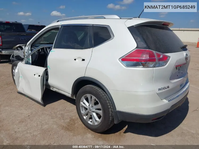 2016 Nissan Rogue Sv VIN: KNMAT2MT1GP685249 Lot: 40364777