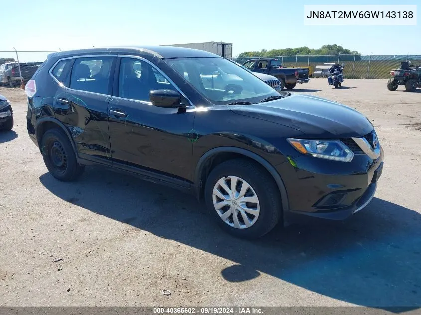 2016 Nissan Rogue S VIN: JN8AT2MV6GW143138 Lot: 40365602