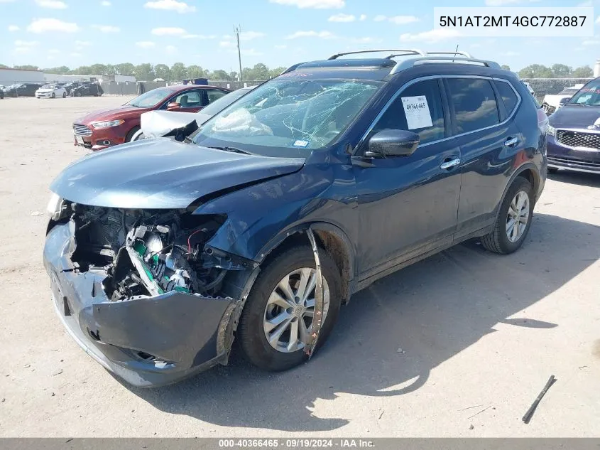 2016 Nissan Rogue Sv VIN: 5N1AT2MT4GC772887 Lot: 40366465