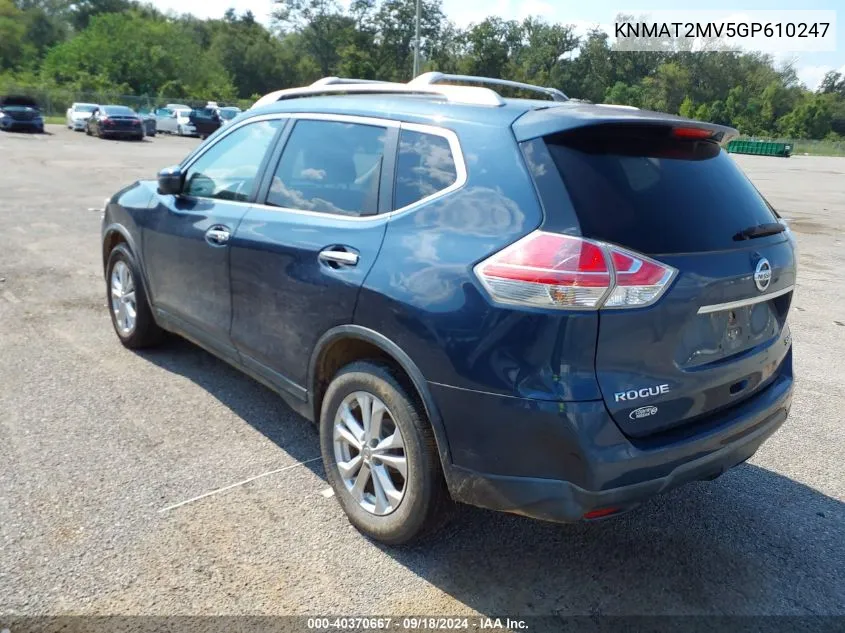 2016 Nissan Rogue Sv VIN: KNMAT2MV5GP610247 Lot: 40370667