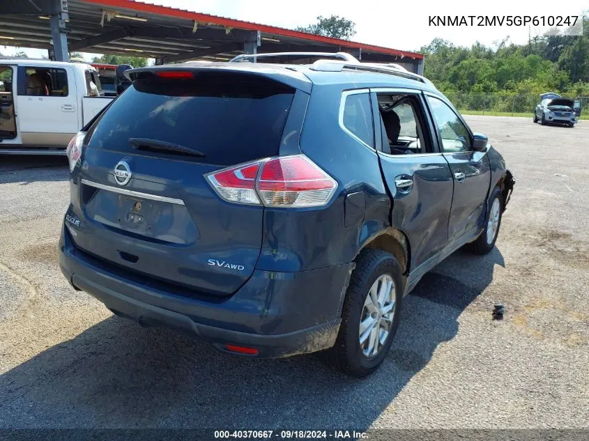 2016 Nissan Rogue Sv VIN: KNMAT2MV5GP610247 Lot: 40370667