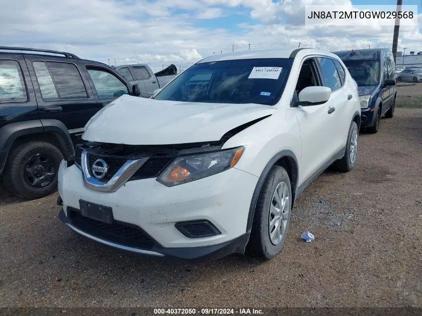 2016 Nissan Rogue S VIN: JN8AT2MT0GW029568 Lot: 40372050