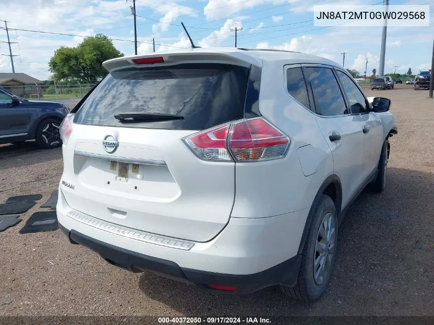 2016 Nissan Rogue S VIN: JN8AT2MT0GW029568 Lot: 40372050