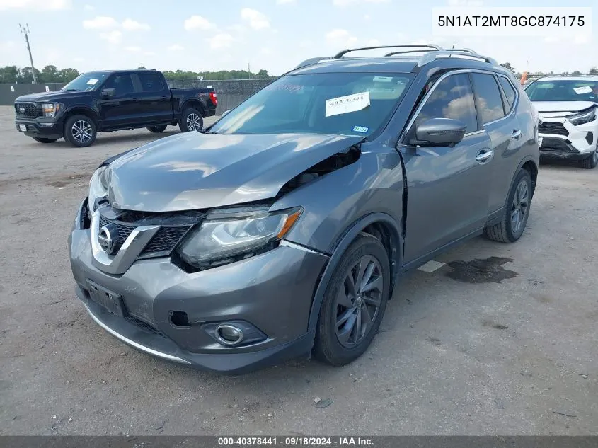 2016 Nissan Rogue Sl VIN: 5N1AT2MT8GC874175 Lot: 40378441