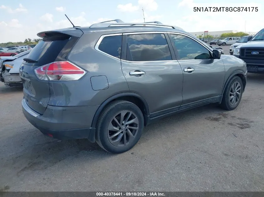 2016 Nissan Rogue Sl VIN: 5N1AT2MT8GC874175 Lot: 40378441