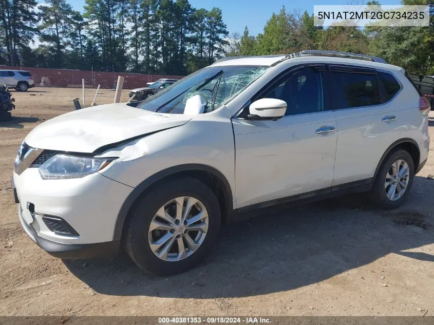 2016 Nissan Rogue Sv VIN: 5N1AT2MT2GC734235 Lot: 40381353