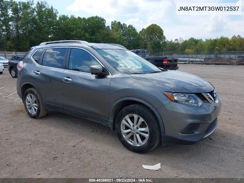 2016 Nissan Rogue Sv VIN: JN8AT2MT3GW012537 Lot: 40386021