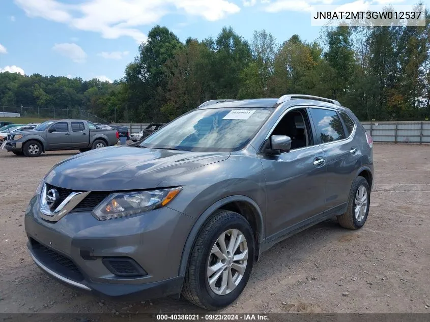 2016 Nissan Rogue Sv VIN: JN8AT2MT3GW012537 Lot: 40386021