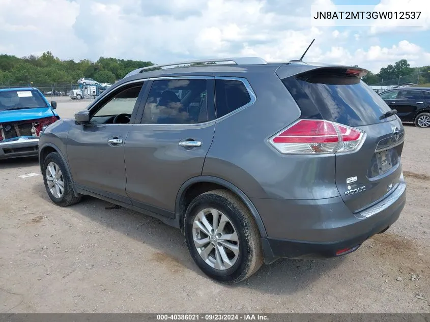 2016 Nissan Rogue Sv VIN: JN8AT2MT3GW012537 Lot: 40386021