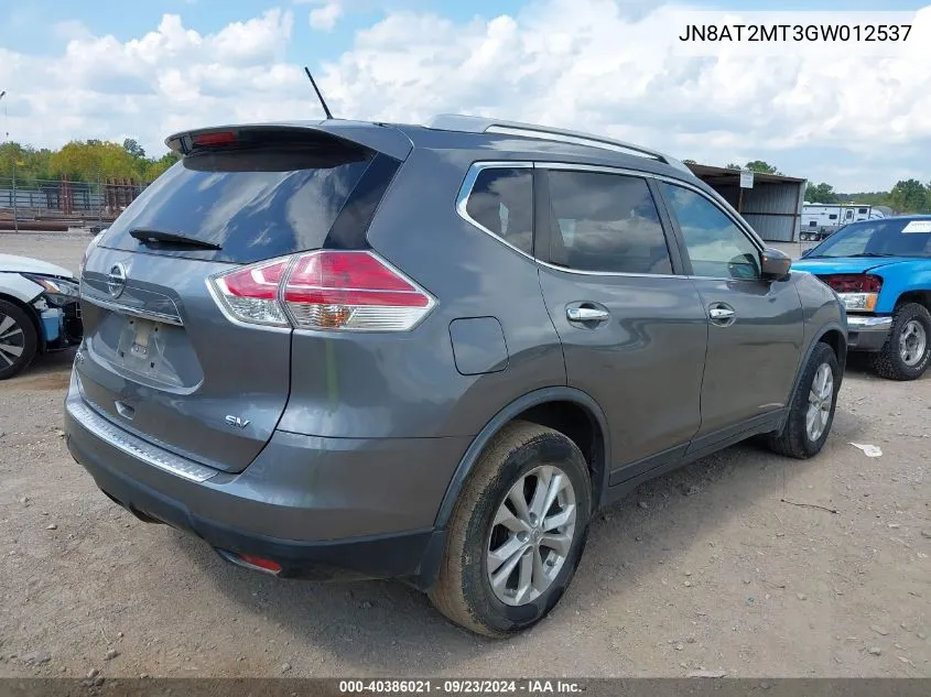 2016 Nissan Rogue Sv VIN: JN8AT2MT3GW012537 Lot: 40386021