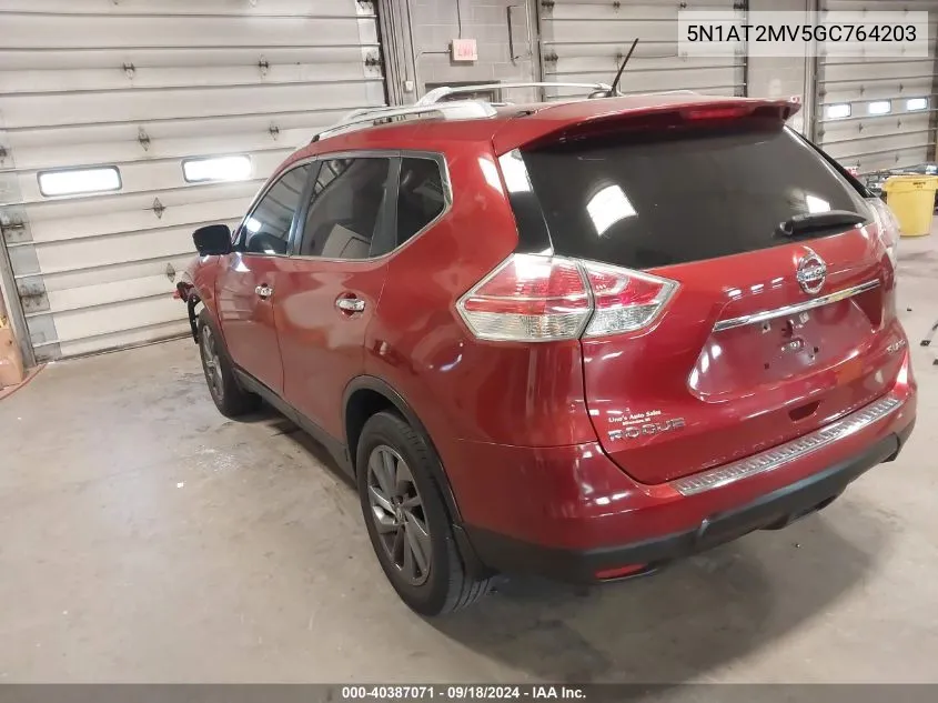 2016 Nissan Rogue Sl VIN: 5N1AT2MV5GC764203 Lot: 40387071