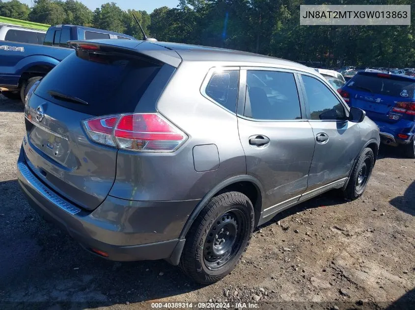 2016 Nissan Rogue S VIN: JN8AT2MTXGW013863 Lot: 40389314