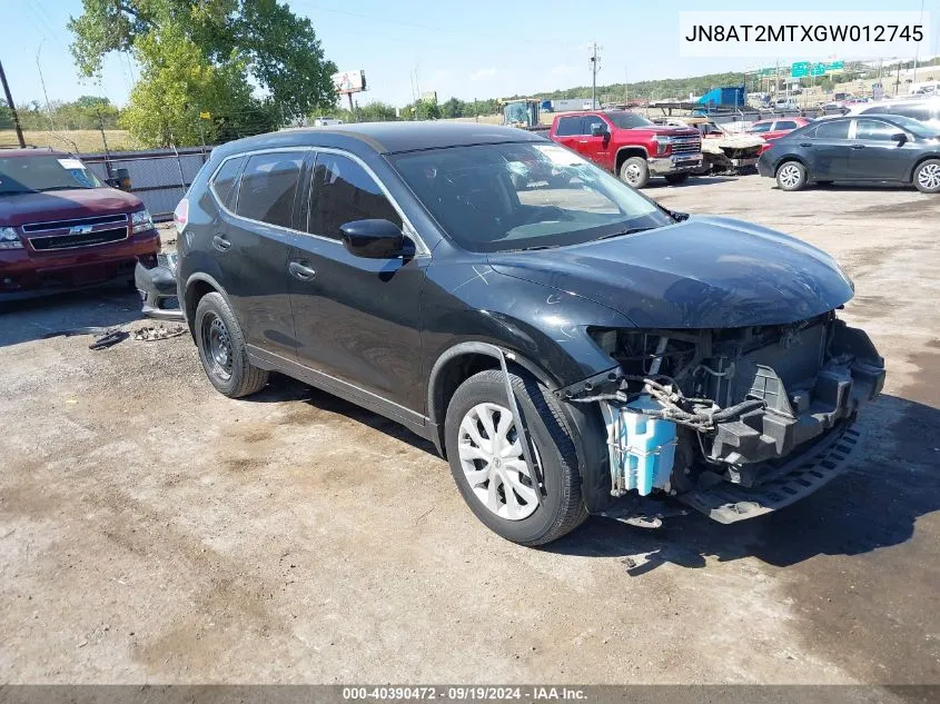 2016 Nissan Rogue S VIN: JN8AT2MTXGW012745 Lot: 40390472