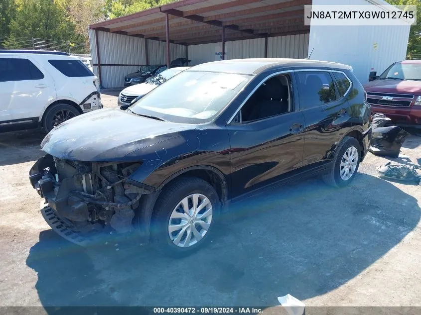 2016 Nissan Rogue S VIN: JN8AT2MTXGW012745 Lot: 40390472