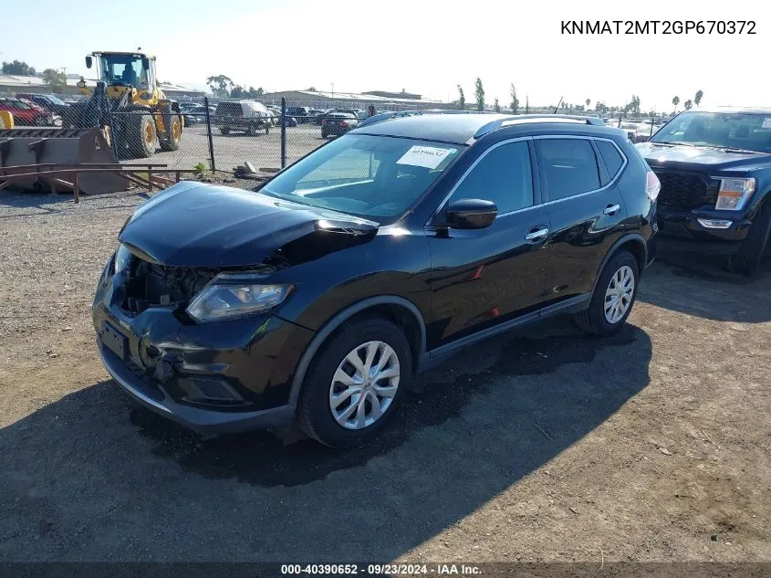 2016 Nissan Rogue S VIN: KNMAT2MT2GP670372 Lot: 40390652