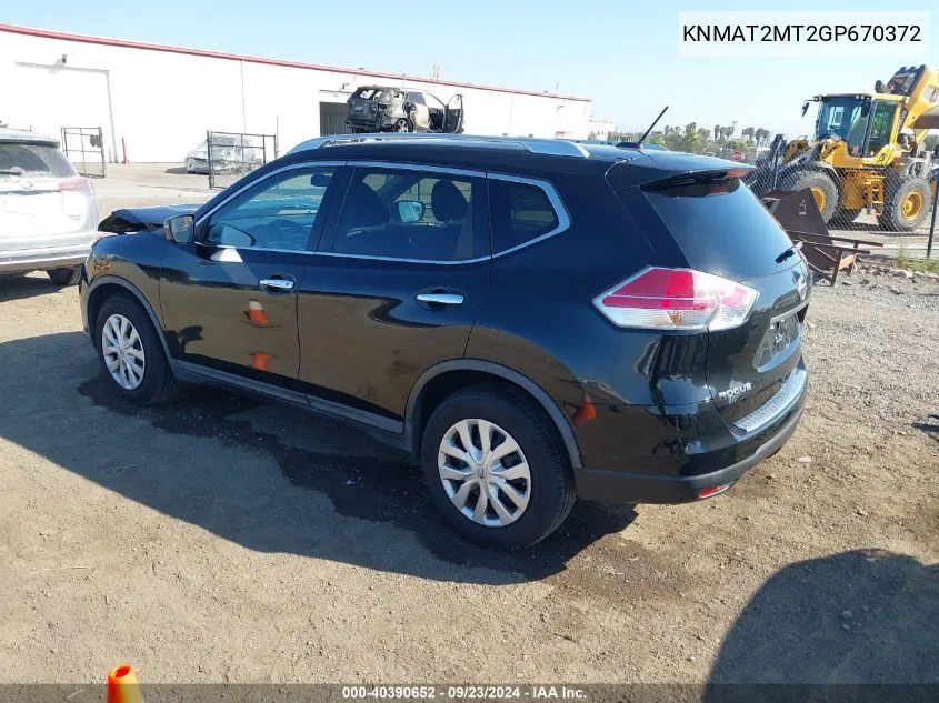 2016 Nissan Rogue S VIN: KNMAT2MT2GP670372 Lot: 40390652