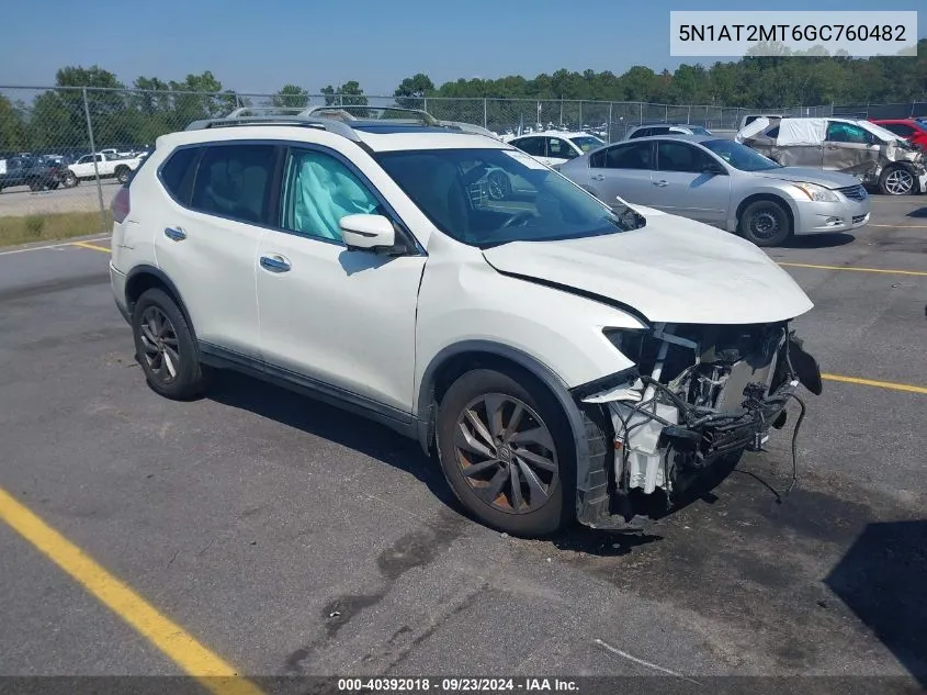 2016 Nissan Rogue S/Sl/Sv VIN: 5N1AT2MT6GC760482 Lot: 40392018