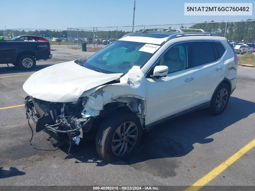 2016 Nissan Rogue S/Sl/Sv VIN: 5N1AT2MT6GC760482 Lot: 40392018