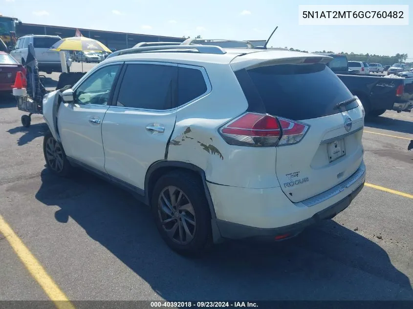 2016 Nissan Rogue S/Sl/Sv VIN: 5N1AT2MT6GC760482 Lot: 40392018