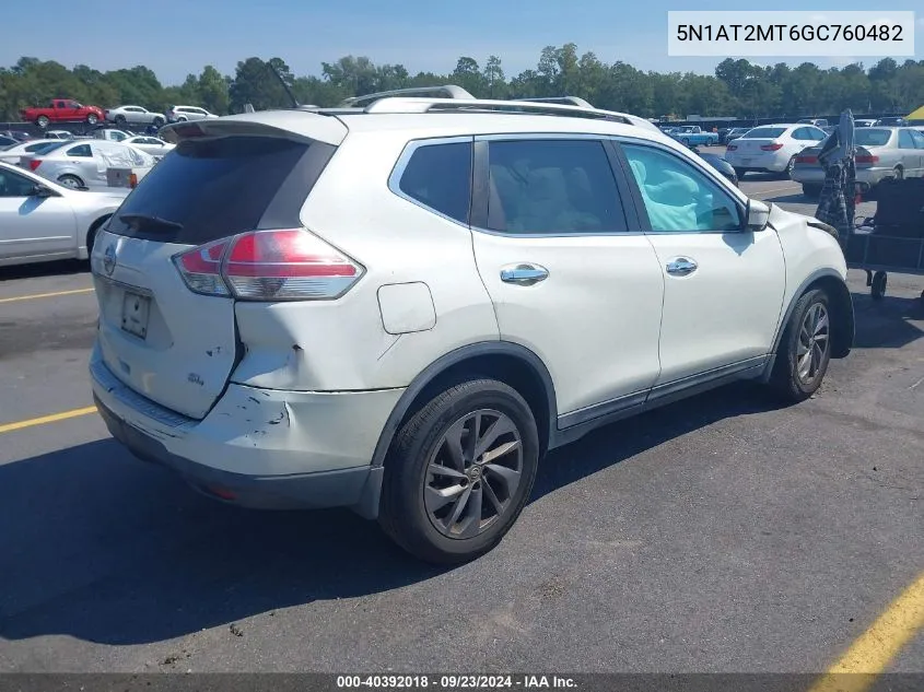 2016 Nissan Rogue S/Sl/Sv VIN: 5N1AT2MT6GC760482 Lot: 40392018