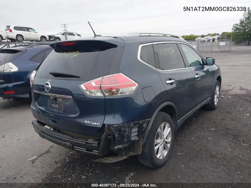 2016 Nissan Rogue Sv VIN: 5N1AT2MM0GC826338 Lot: 40397172