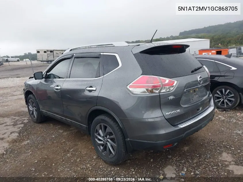 2016 Nissan Rogue S/Sl/Sv VIN: 5N1AT2MV1GC868705 Lot: 40398758