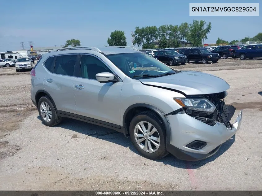 2016 Nissan Rogue Sv VIN: 5N1AT2MV5GC829504 Lot: 40399696