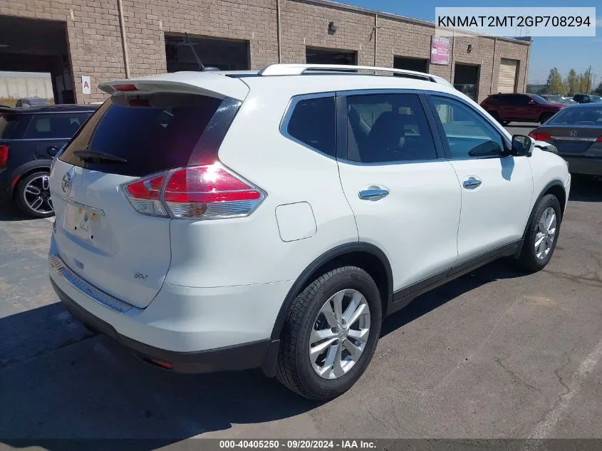 2016 Nissan Rogue Sv VIN: KNMAT2MT2GP708294 Lot: 40405250