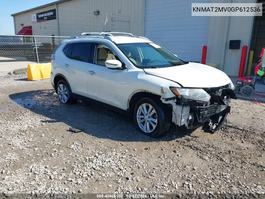 2016 Nissan Rogue Sv VIN: KNMAT2MV0GP612536 Lot: 40406108