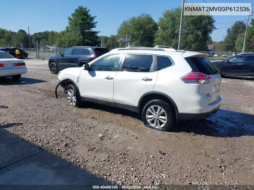 2016 Nissan Rogue Sv VIN: KNMAT2MV0GP612536 Lot: 40406108