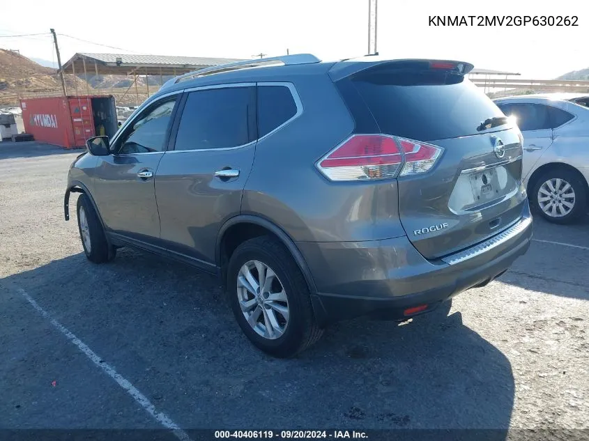 2016 Nissan Rogue Sv VIN: KNMAT2MV2GP630262 Lot: 40406119