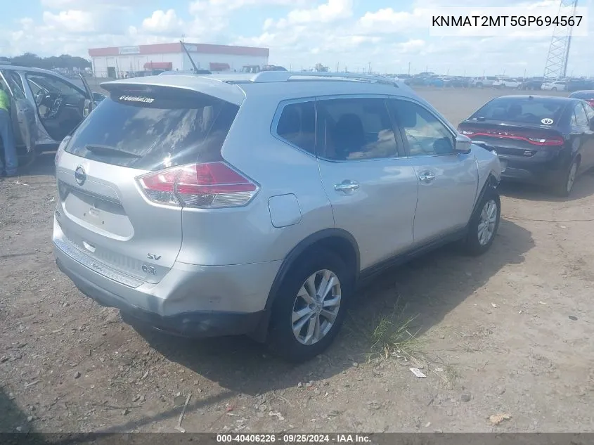 KNMAT2MT5GP694567 2016 Nissan Rogue Sv