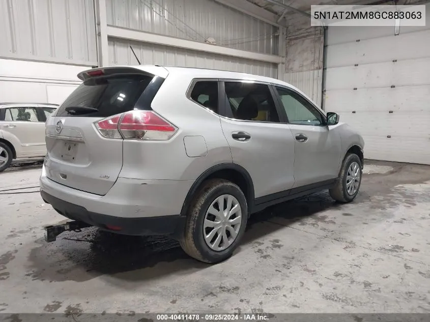 2016 Nissan Rogue S VIN: 5N1AT2MM8GC883063 Lot: 40411478