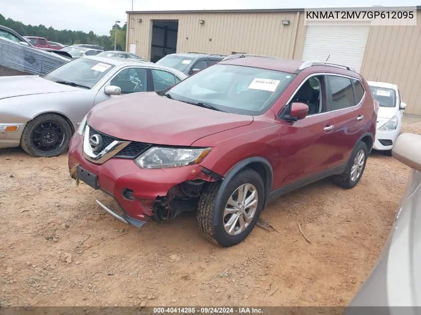 2016 Nissan Rogue S/Sl/Sv VIN: KNMAT2MV7GP612095 Lot: 40414285