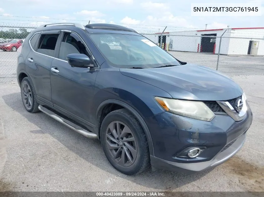 2016 Nissan Rogue Sl VIN: 5N1AT2MT3GC761945 Lot: 40423089