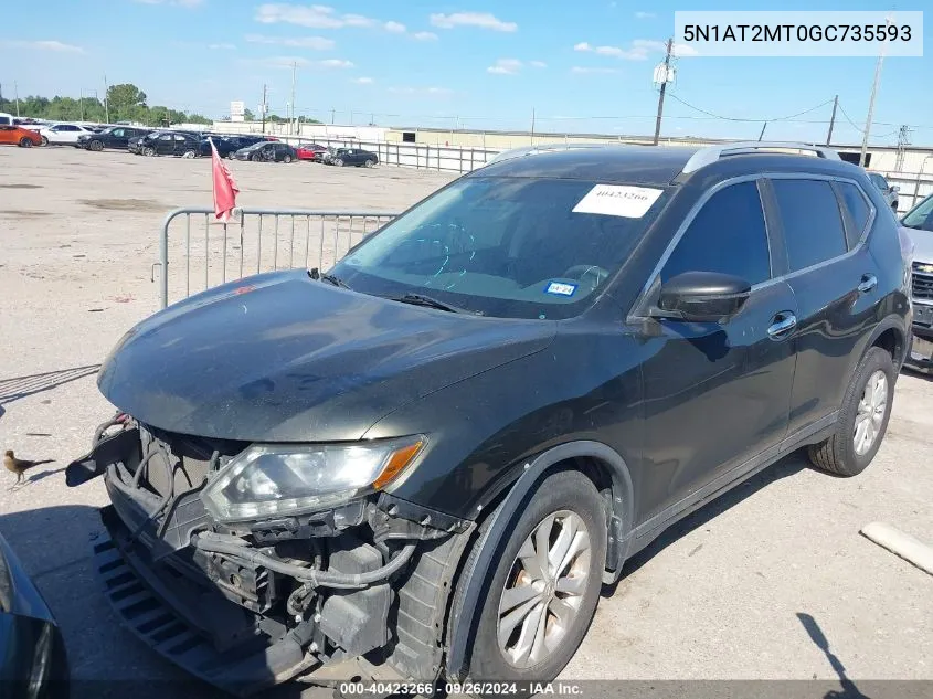 2016 Nissan Rogue S/Sl/Sv VIN: 5N1AT2MT0GC735593 Lot: 40423266