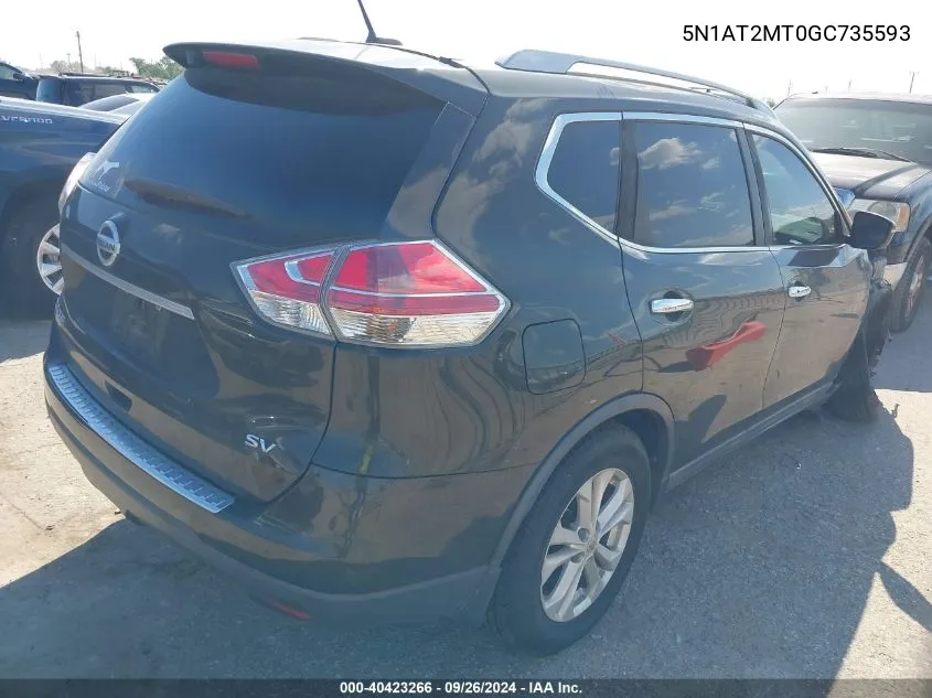 2016 Nissan Rogue S/Sl/Sv VIN: 5N1AT2MT0GC735593 Lot: 40423266