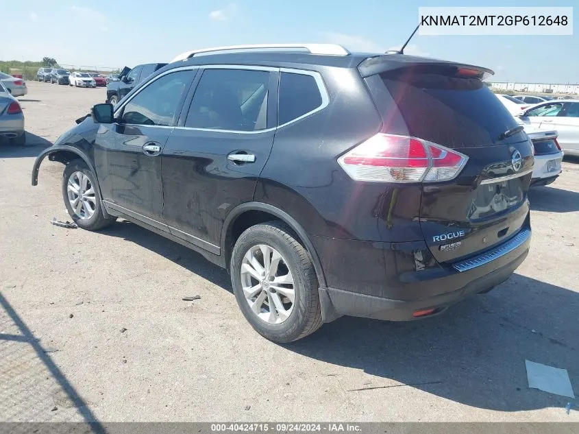 KNMAT2MT2GP612648 2016 Nissan Rogue S/Sl/Sv