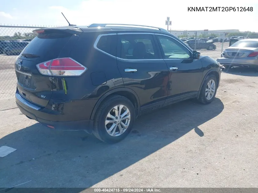 KNMAT2MT2GP612648 2016 Nissan Rogue S/Sl/Sv