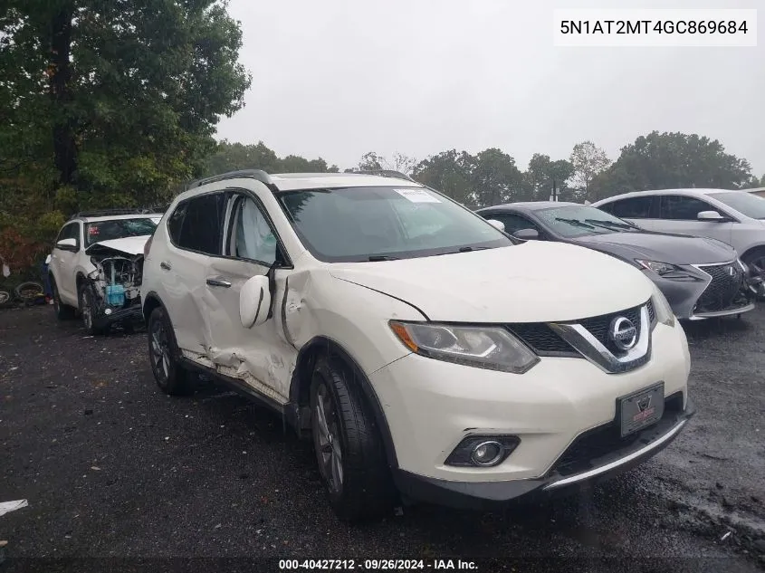 2016 Nissan Rogue S/Sl/Sv VIN: 5N1AT2MT4GC869684 Lot: 40427212