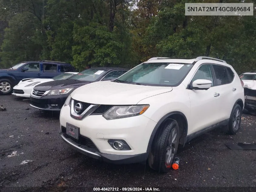 2016 Nissan Rogue S/Sl/Sv VIN: 5N1AT2MT4GC869684 Lot: 40427212