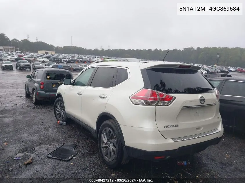 2016 Nissan Rogue S/Sl/Sv VIN: 5N1AT2MT4GC869684 Lot: 40427212