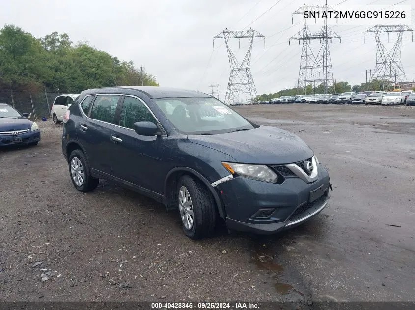 2016 Nissan Rogue S VIN: 5N1AT2MV6GC915226 Lot: 40428345