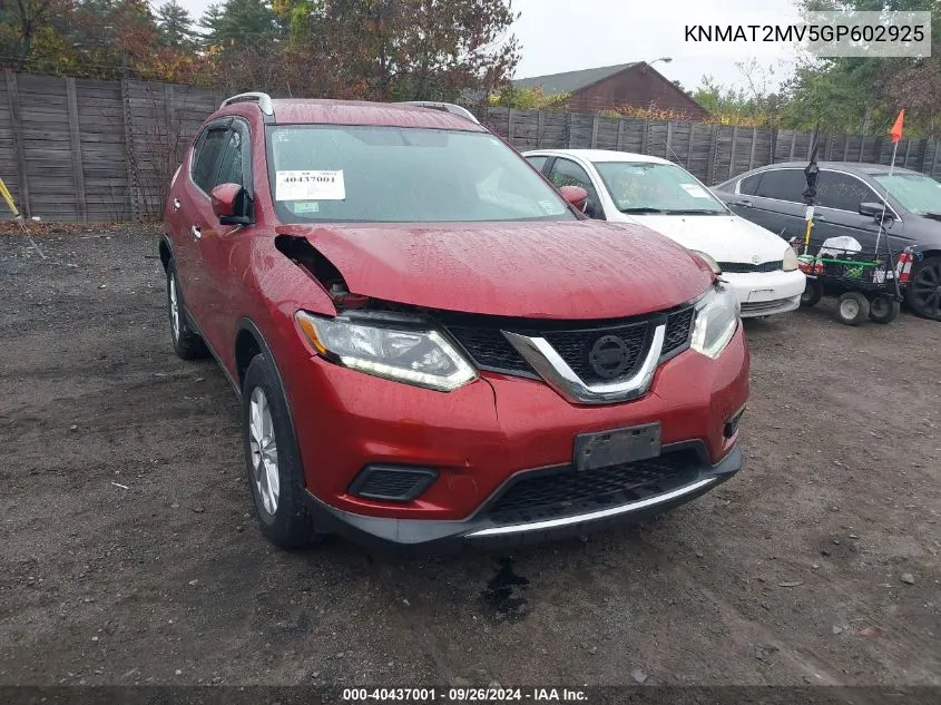 KNMAT2MV5GP602925 2016 Nissan Rogue S/Sl/Sv