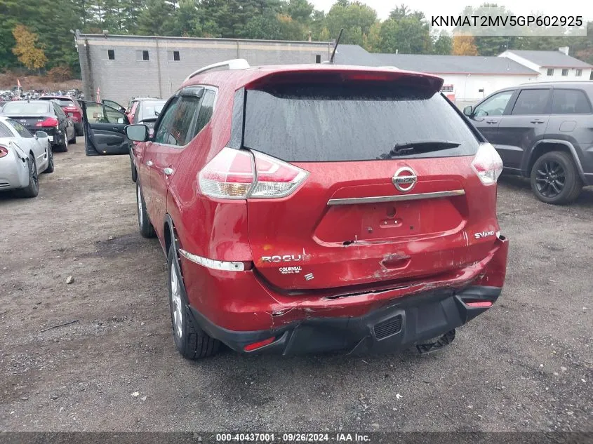 KNMAT2MV5GP602925 2016 Nissan Rogue S/Sl/Sv