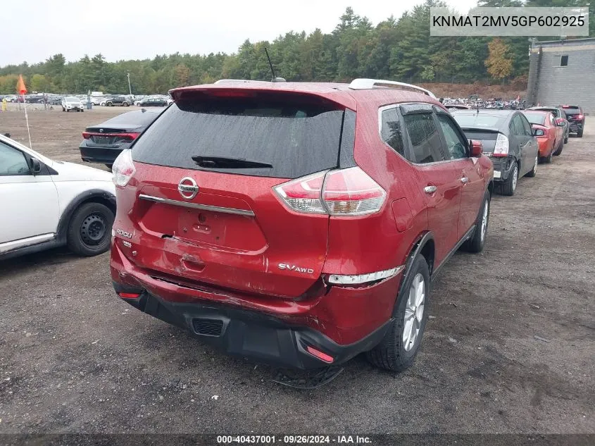 KNMAT2MV5GP602925 2016 Nissan Rogue S/Sl/Sv