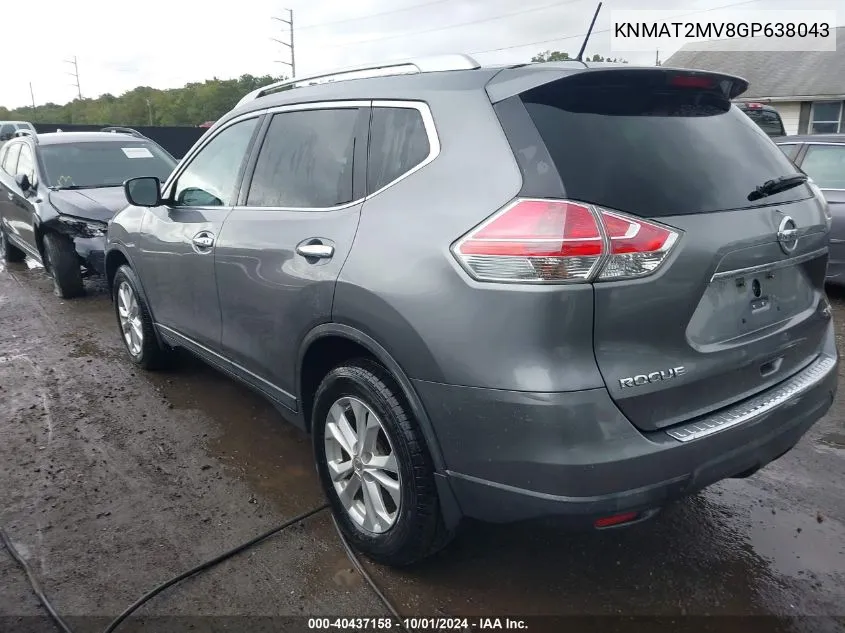 2016 Nissan Rogue Sv VIN: KNMAT2MV8GP638043 Lot: 40437158